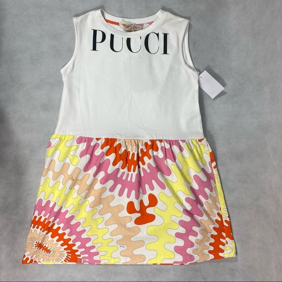 NWT Emilio Pucci Junior Graphic Logo Print Midi Dress - Picture 9 of 10